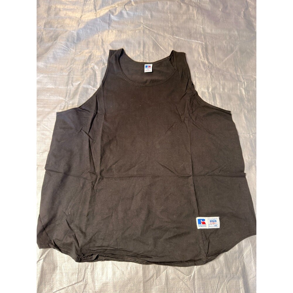 NOS Vintage Russell Athletic Tank Top Mens Size 2XL Black Blank USA Made 90s
